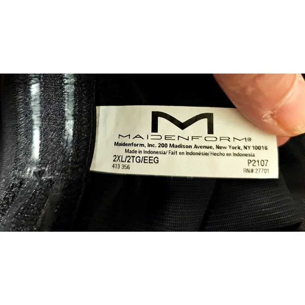 High-Waisted Black Shapewear Shorts By Maidenform 2XL Nylon & Elastane With Cott